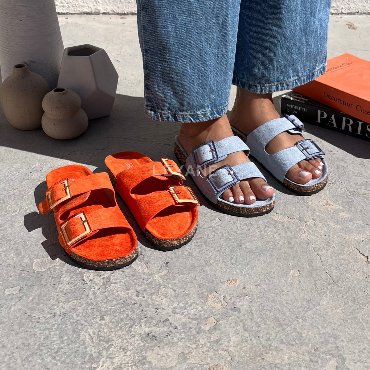 sandale femme maroc by leyane paris - livraison partout au maroc - sandale plates birken