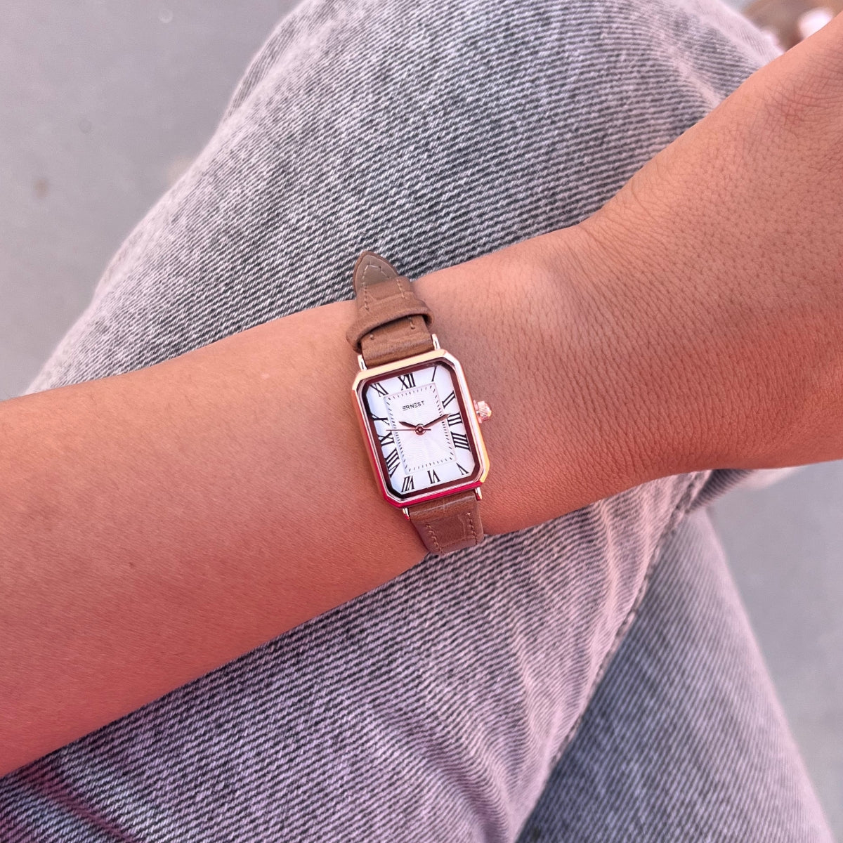 Montre Maris- bracelet en cuir Camel – Leyane Paris