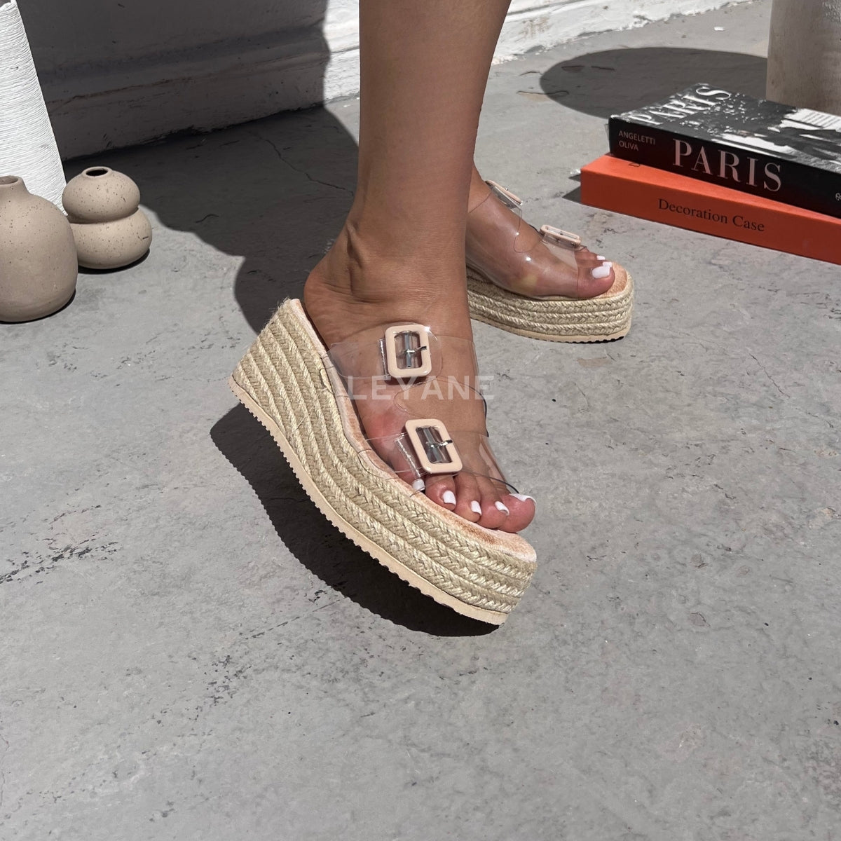 Sandales compensées Transparent – Leyane Paris