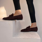 Mocassins en suédine à nœud - Marron