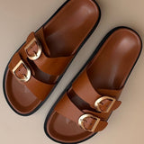 Sandales plates avec boucles  - Camel