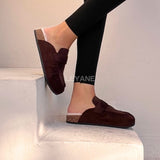 Mules en daim fourrées - Marron
