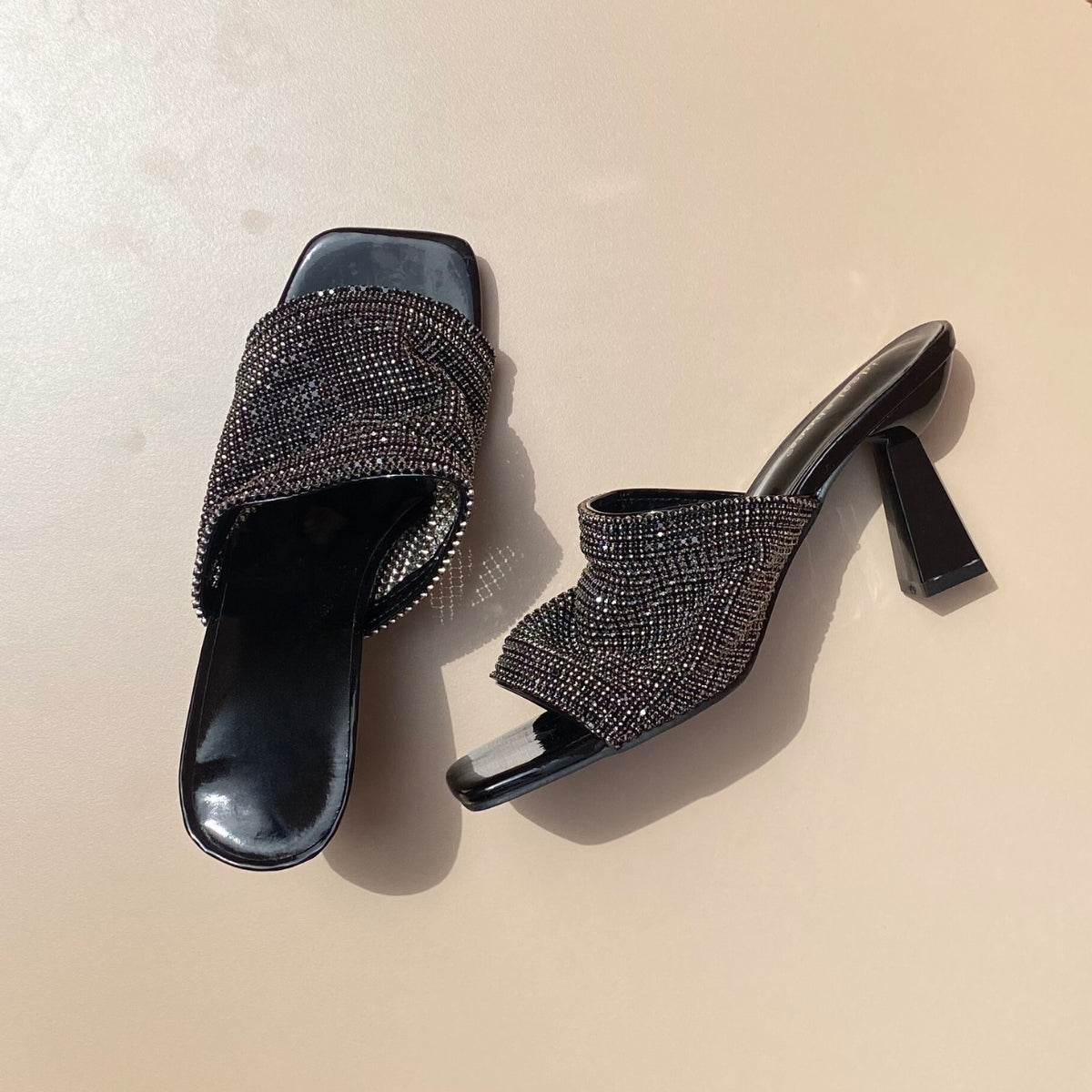 Sandales Strass à talon - Noir