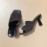 Sandales Strass à talon - Noir