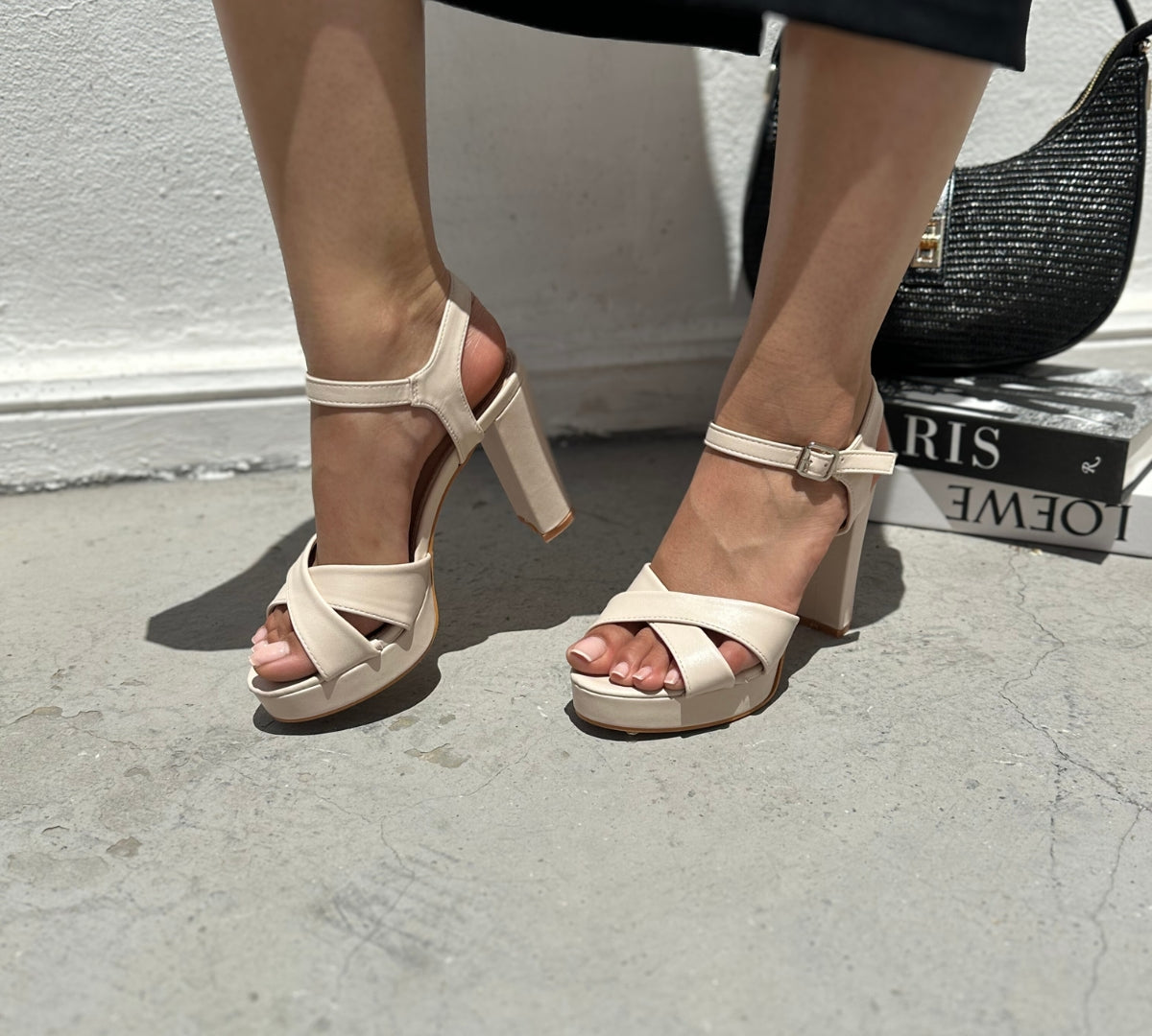 Sandales à talon - Beige