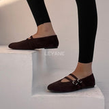Ballerines en daim à double bride - Marron
