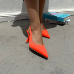 Chaussures mi-talons en tissu confortables couleur Orange femmes marooc maison chaussures maison murielle chaussures casablanca