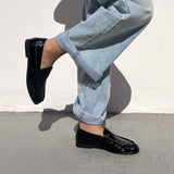 Mocassins plats effet crocodile - Noir