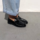 Mocassins plats effet crocodile - Noir