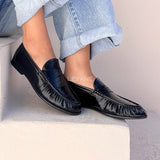 Mocassins plats effet crocodile - Noir