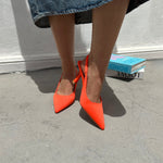 Chaussures mi-talons en tissu confortables couleur Orange femmes marooc maison chaussures maison murielle chaussures casablanca