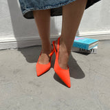 Chaussures mi-talons en tissu confortables couleur Orange femmes marooc maison chaussures maison murielle chaussures casablanca