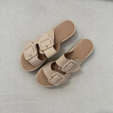 Sandales Compensées Daim - Beige