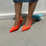 Chaussures mi-talons en tissu confortables couleur Orange femmes marooc maison chaussures maison murielle chaussures casablanca