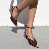 Escarpins en dentelle - Marron