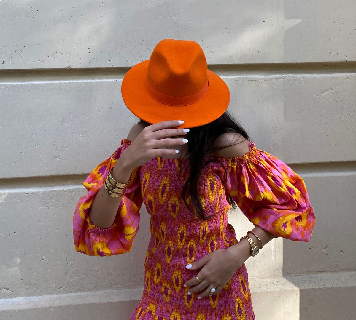 Chapeau orange en laine - unisex