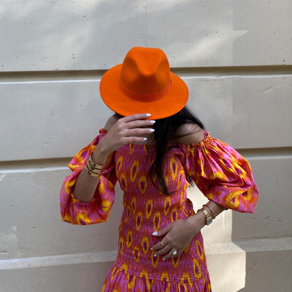 Chapeau orange en laine - unisex