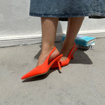 Chaussures mi-talons en tissu confortables couleur Orange femmes marooc maison chaussures maison murielle chaussures casablanca