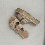 Sandales Compensées Daim - Beige