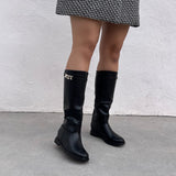 Bottes à motif talon plat - Noir