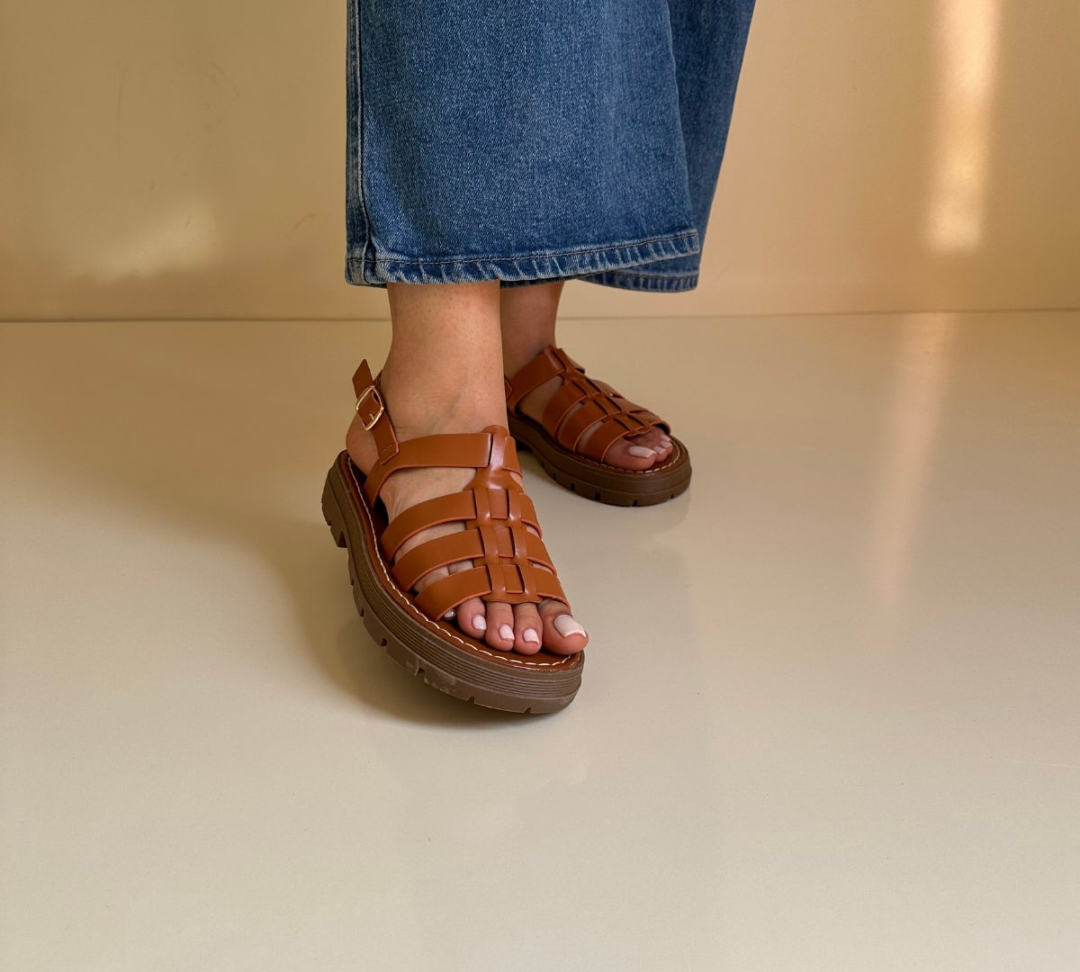 Sandale Chunky à plateforme en cuir synthétique