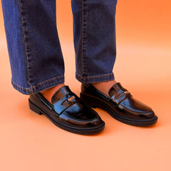 Loafer lisse à motif - Noir