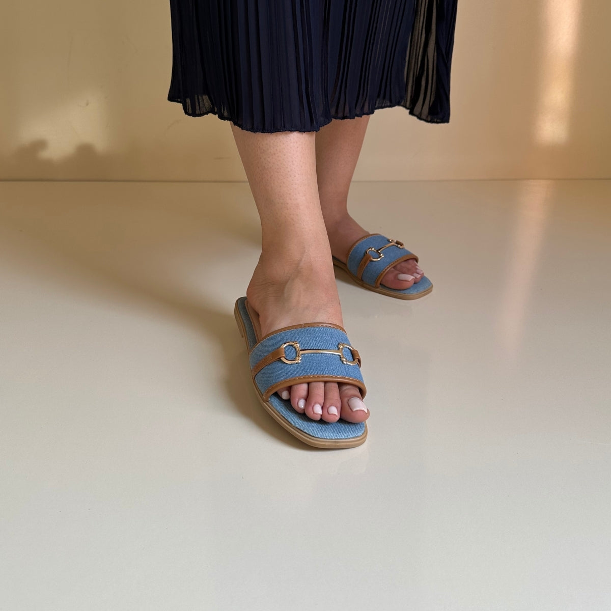 Sandales Plates  - Blue jean