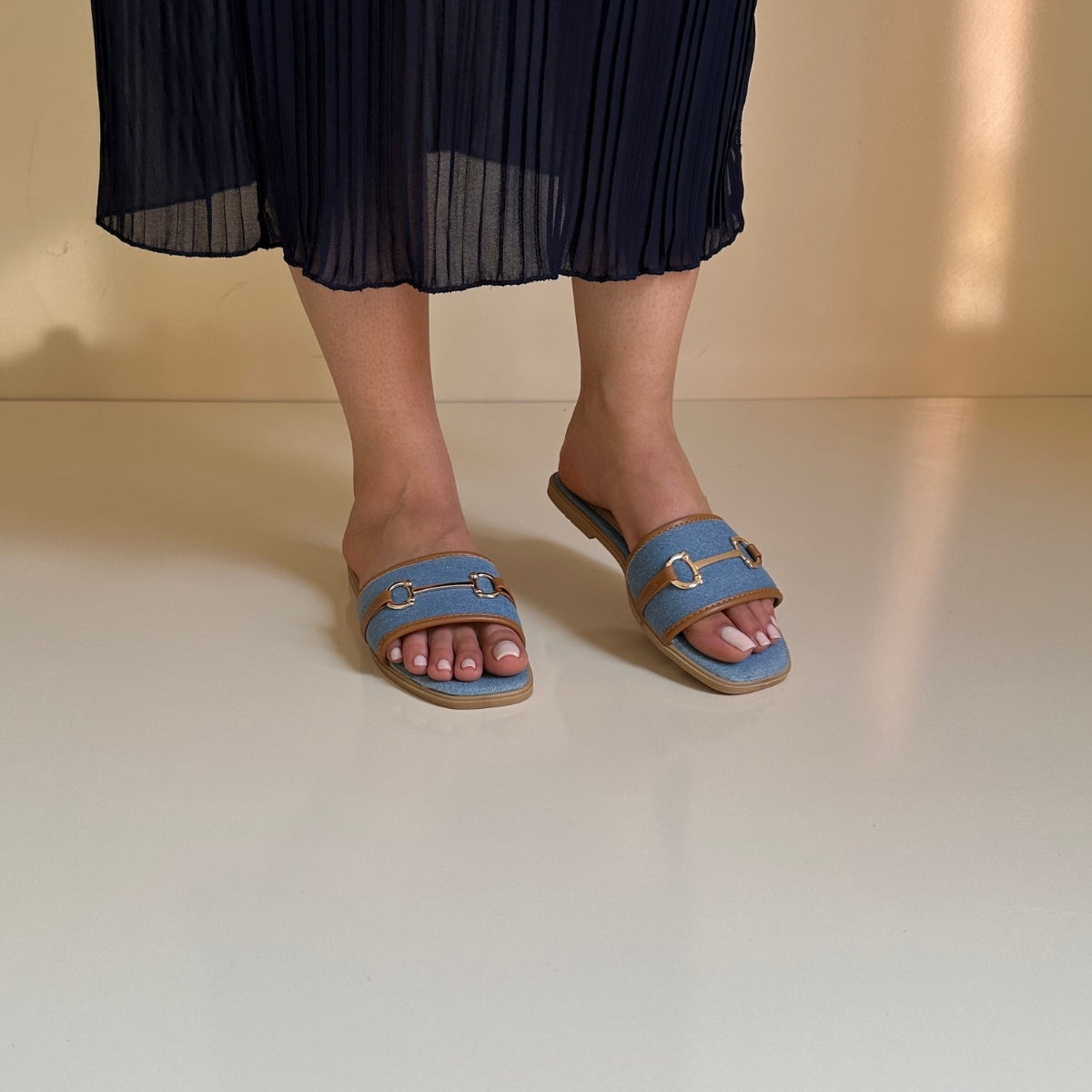Sandales Plates  - Blue jean