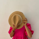 Chapeau Panama en raphia avec bande Blanche - Naturel