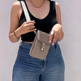 Sac portefeuille bandoulière pour téléphone avec motif couleur taupe
