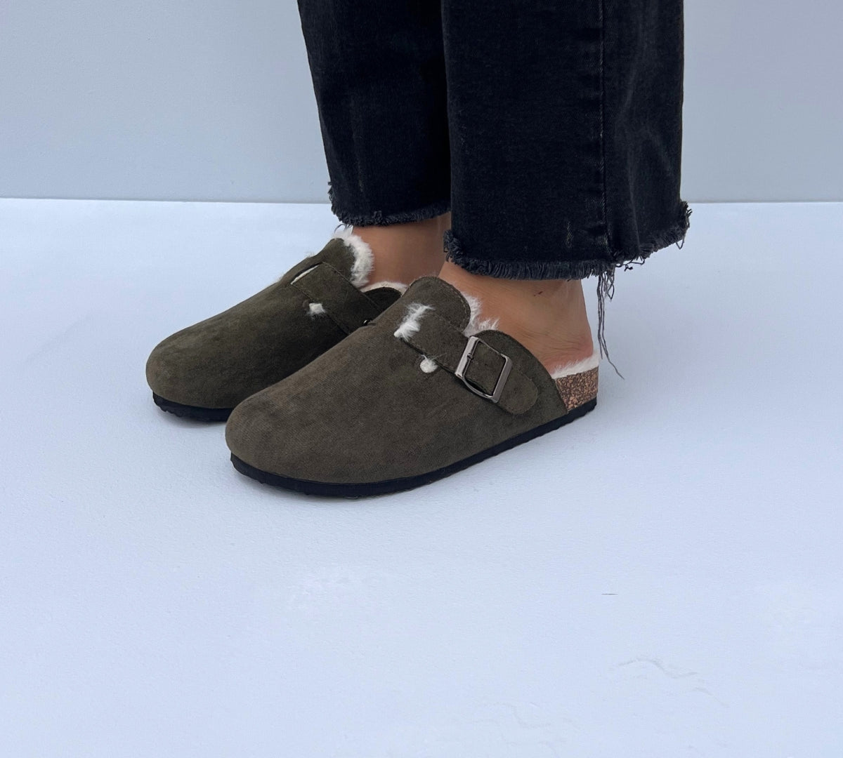 mules en daim à fourrure pour femmes , chaussures en ligne