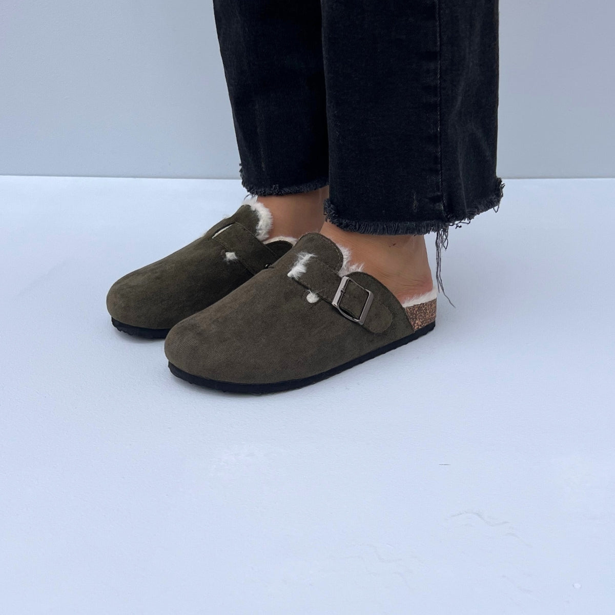 mules en daim à fourrure pour femmes , chaussures en ligne