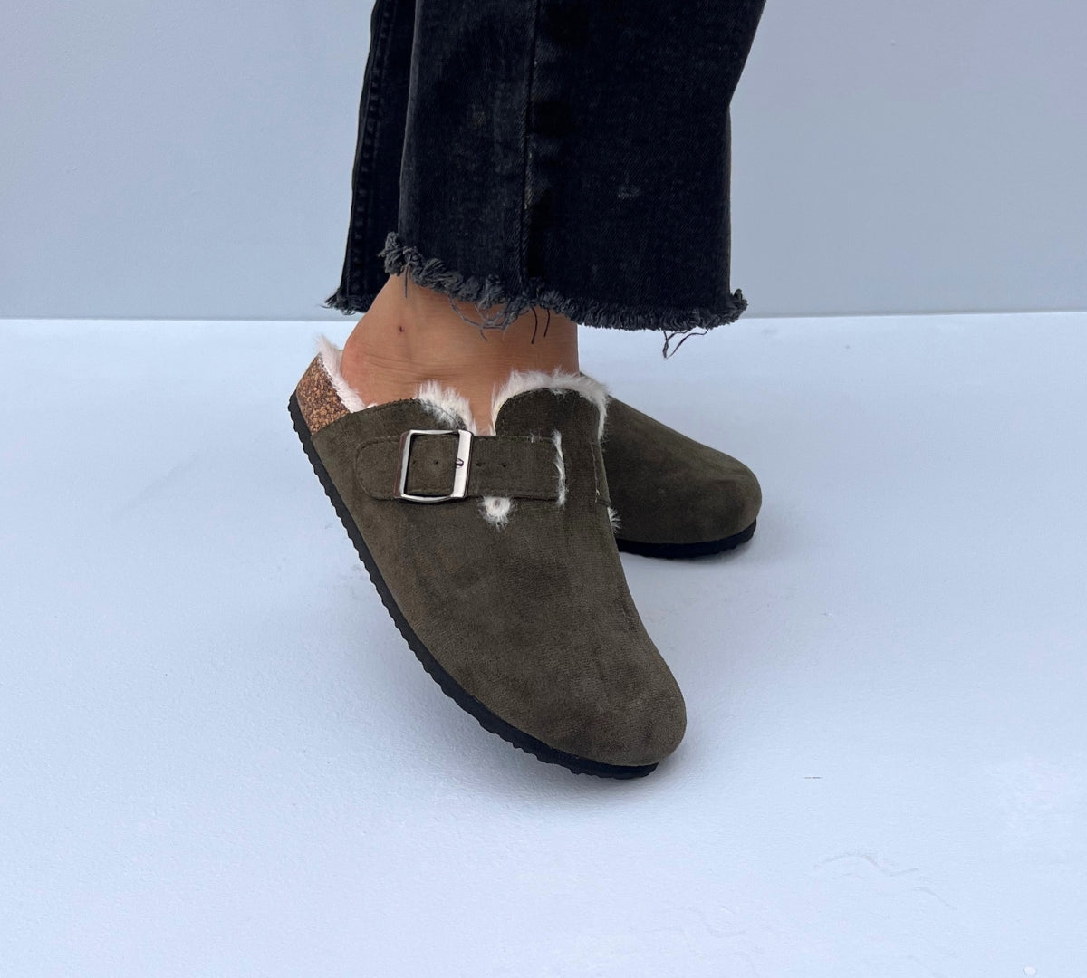 mules en daim à fourrure pour femmes , chaussures en ligne