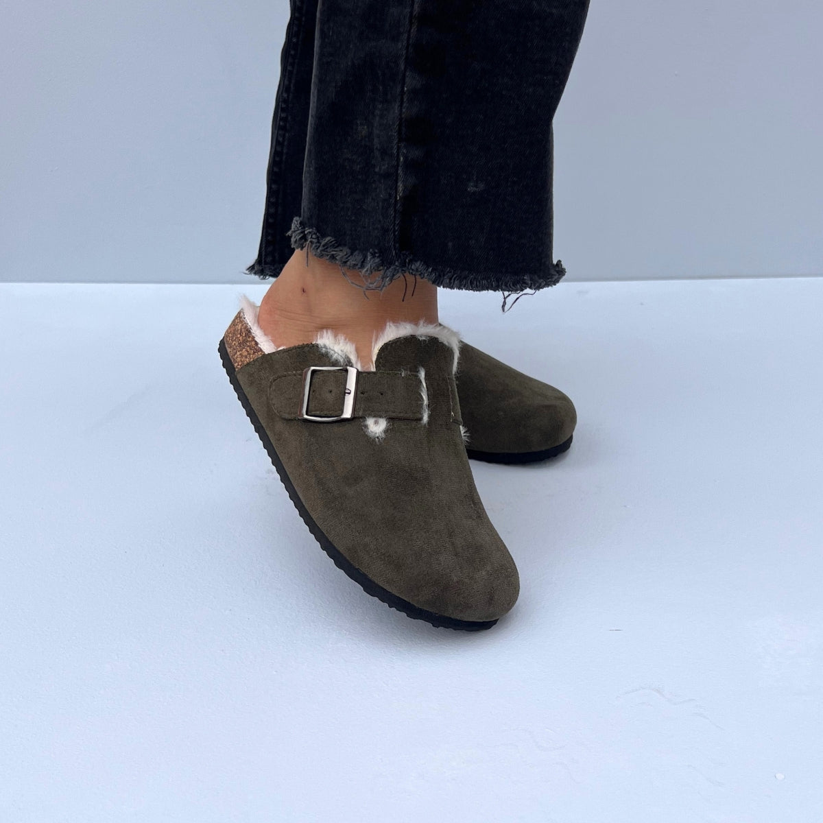 mules en daim à fourrure pour femmes , chaussures en ligne