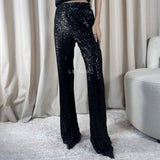 Pantalon Sequin flare fit - Noir