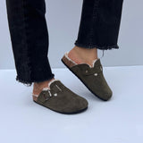 Mules en Daim - Vert militaire