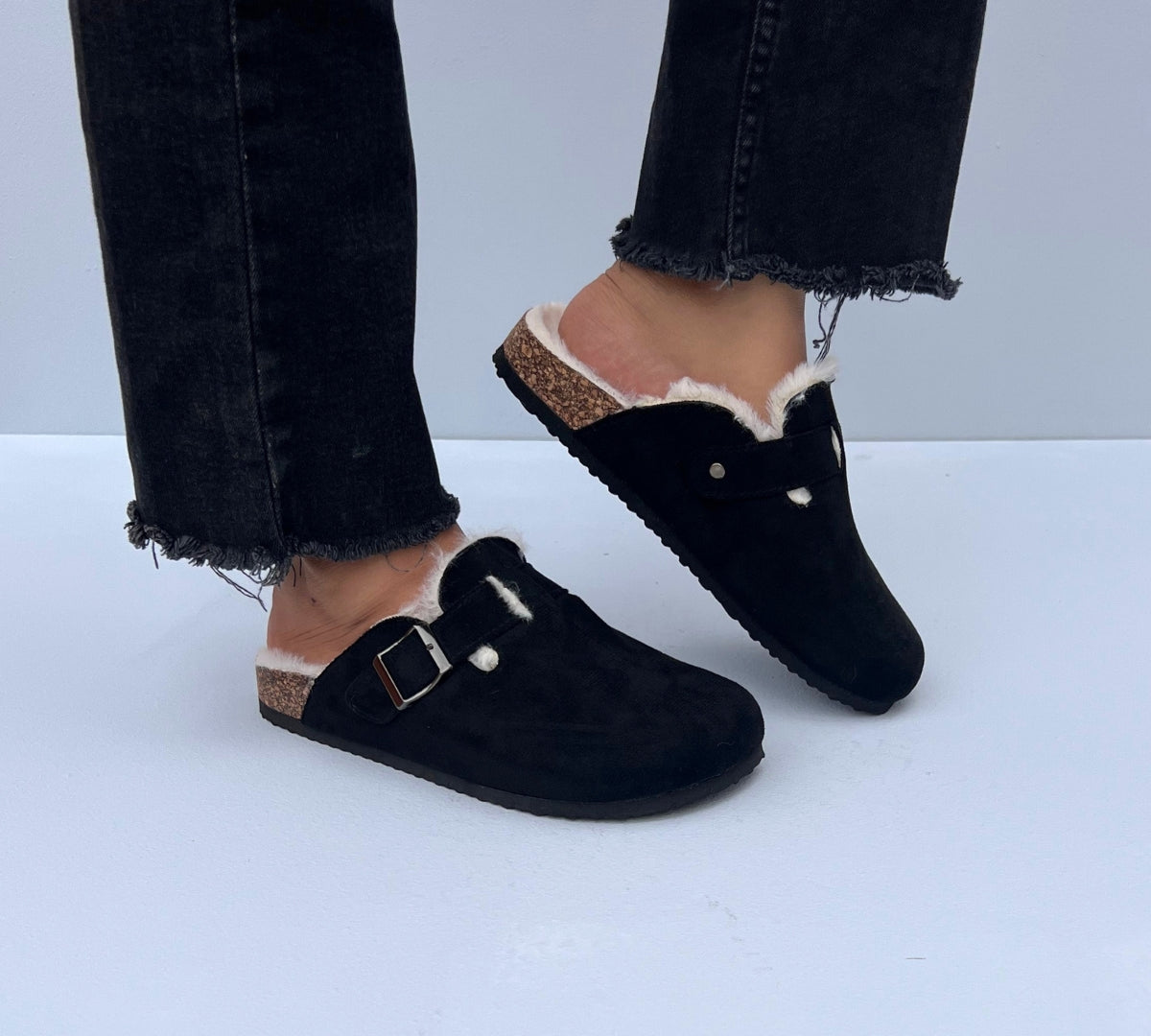 mules en daim à fourrure pour femmes , chaussures en ligne