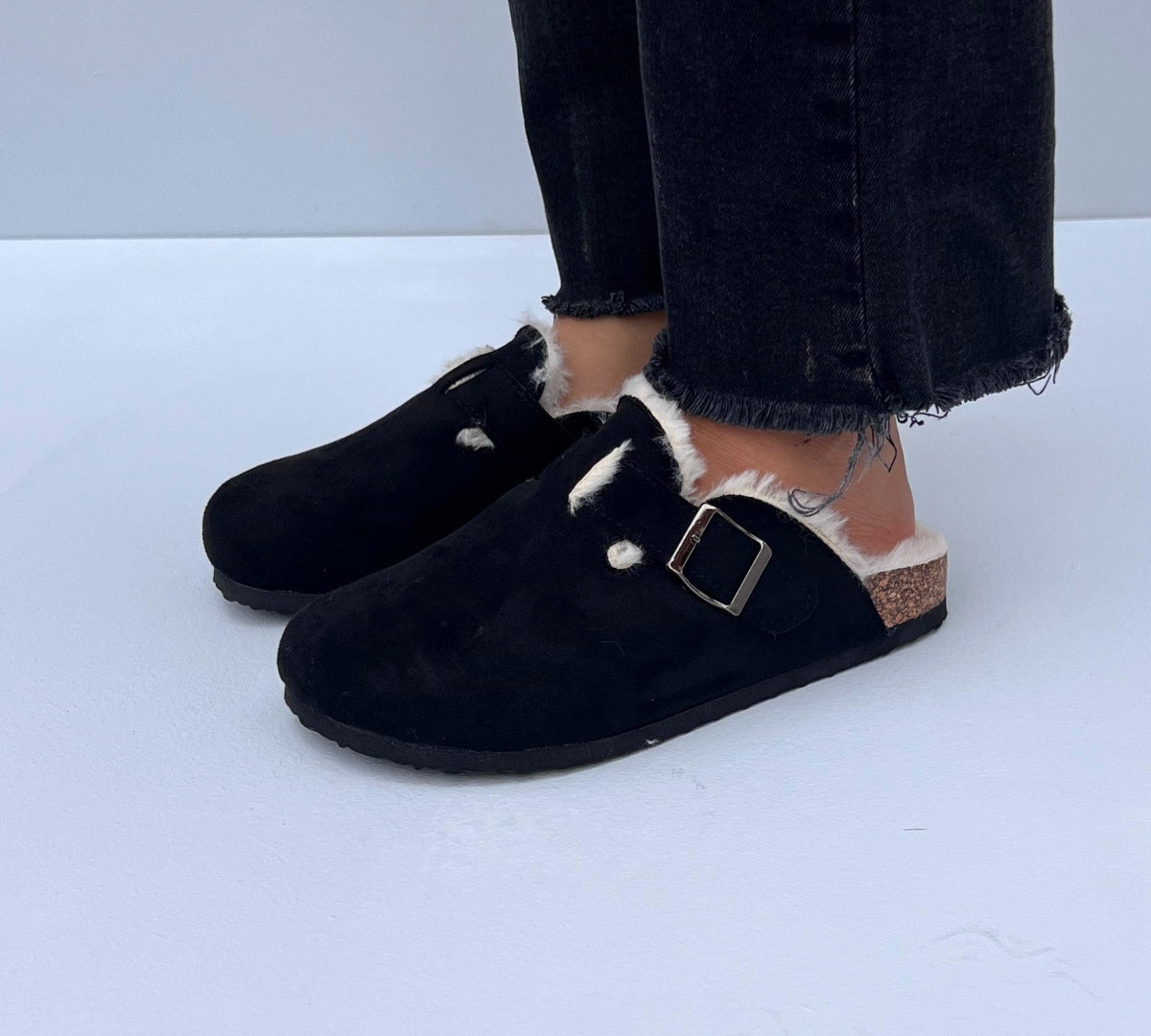 mules en daim à fourrure pour femmes , chaussures en ligne