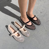 Ballerines filet à strass - Marron chocolat