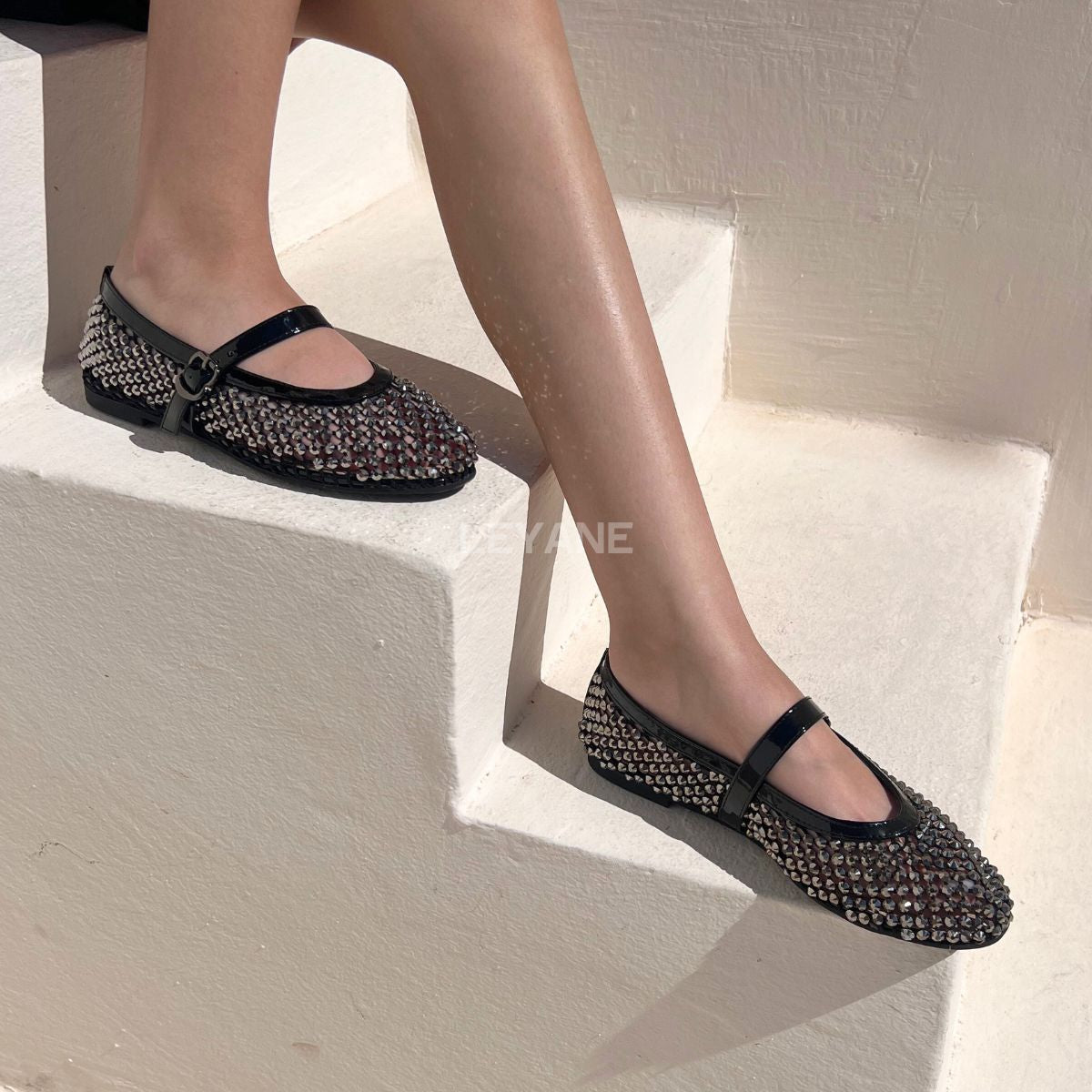 Ballerines filet à strass - Noir