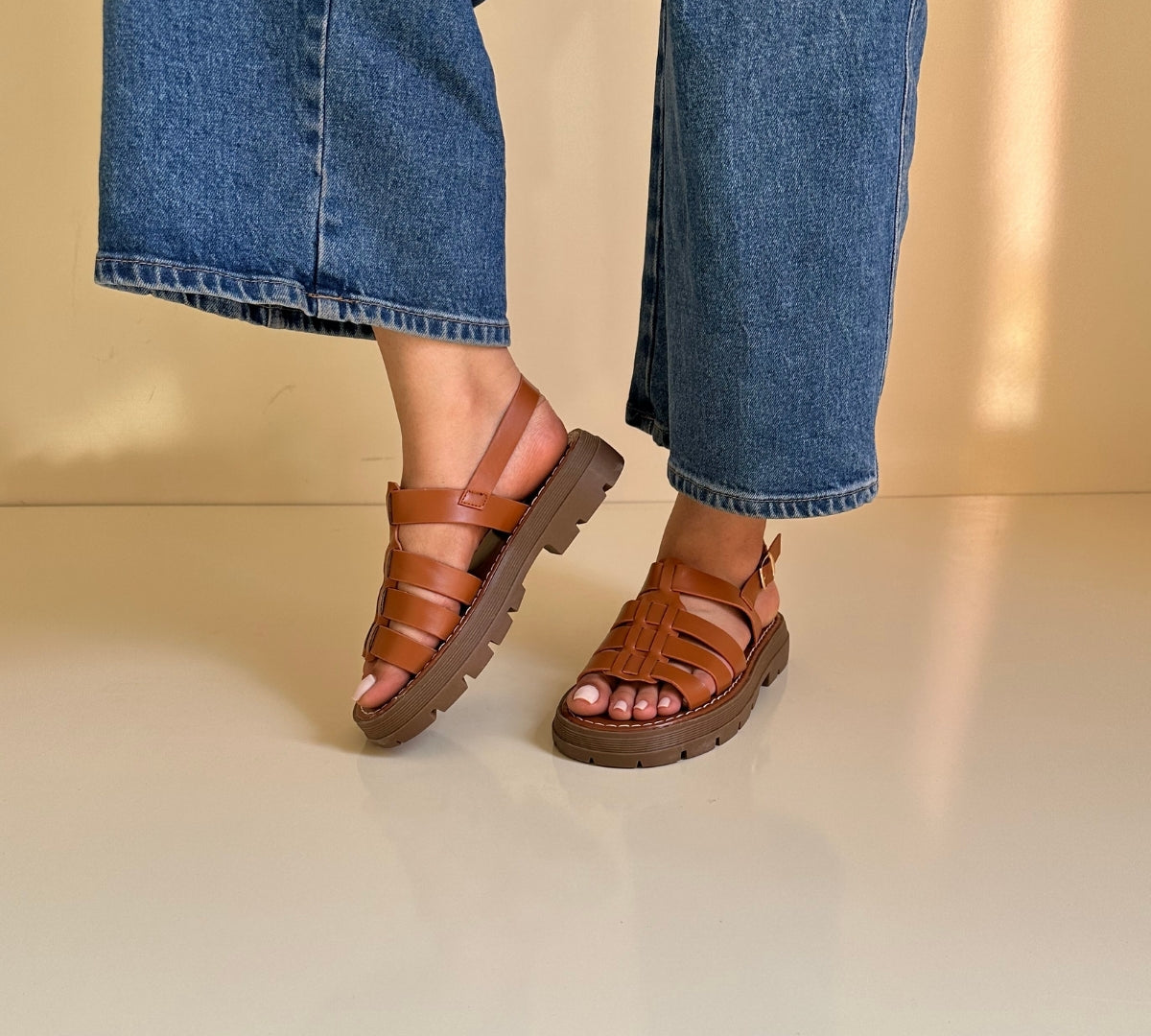 Sandale Chunky à plateforme en cuir synthétique