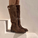 Bottes hautes en suédine - Mocha