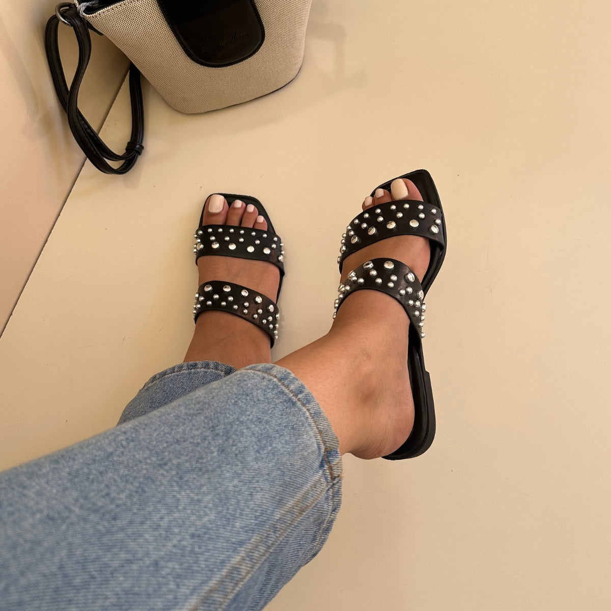 Mules Plates en cuir - Noir