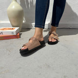 Sandales plates avec boucles - Taupe foncé
