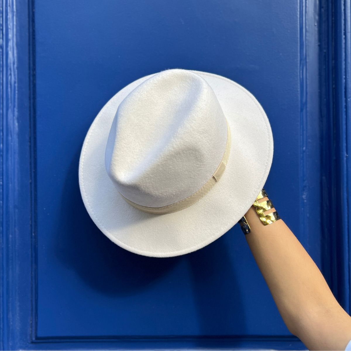 Chapeau blanc écru en laine - unisex fedora