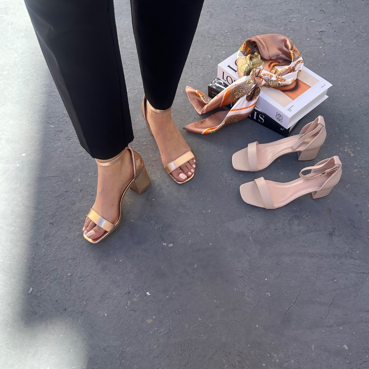 Sandales mi-talons - Champagne