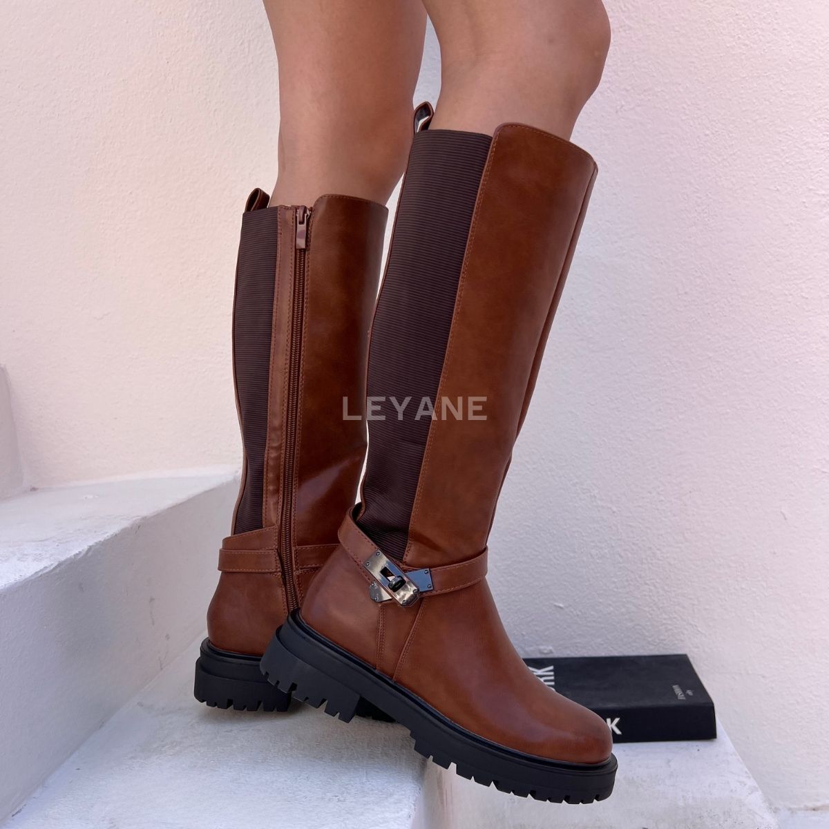 Bottes avec bande élastique - Camel