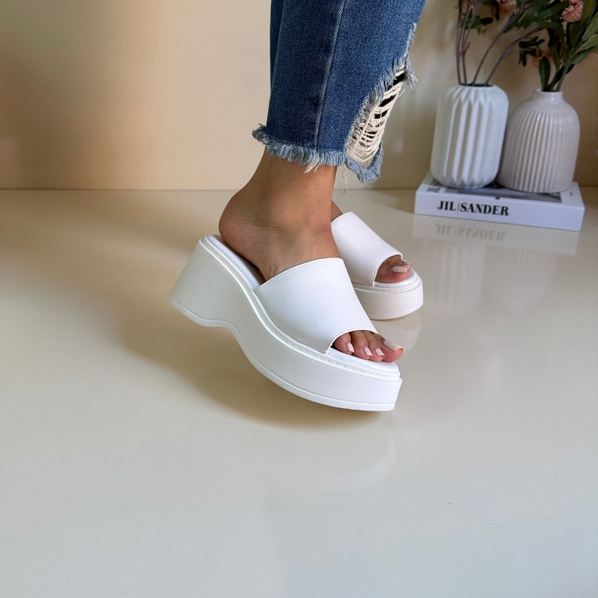 Sandale plateforme blanc – Leyane Paris - Main Image