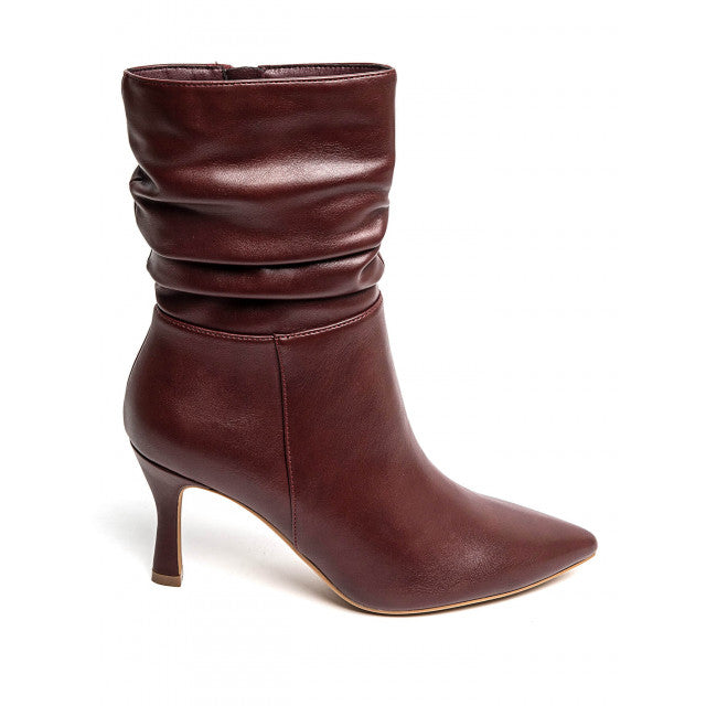 bottines bordeaux à talons leyane, bottines leyane, bottines femmes maroc, bottines en ligne