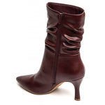 bottines bordeaux à talons leyane, bottines leyane, bottines femmes maroc, bottines en ligne